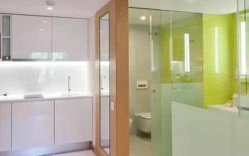 Kitchen counter and bathroom